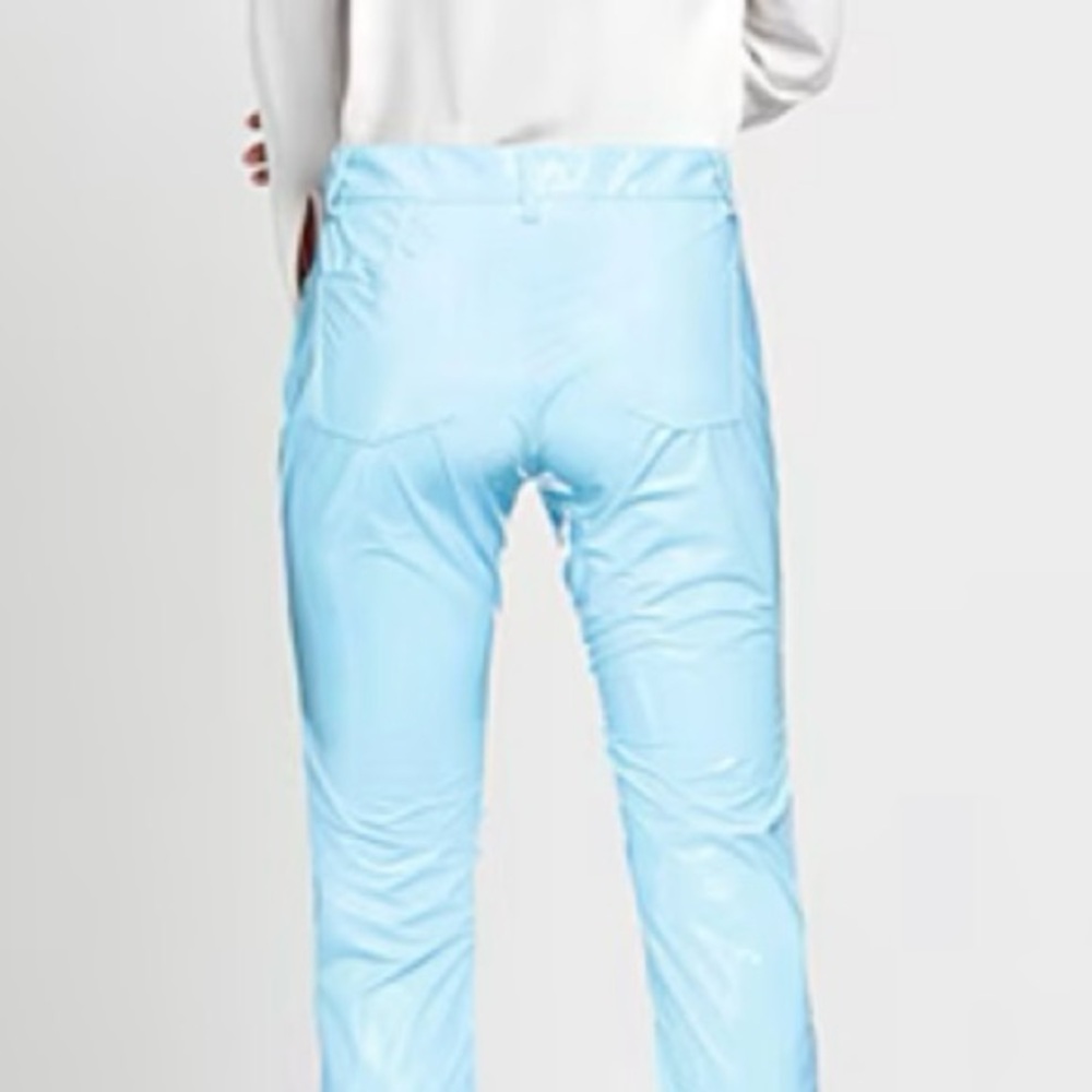 NWT light blue vinyl pants - Picture 3 of 6